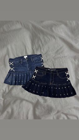 Upcycled Denim Pleated Skirt