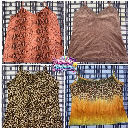 Y2K Vintage Animal Print Cami Bundle – Snakeskin, Leopard & Ombré Mix | VR-310
