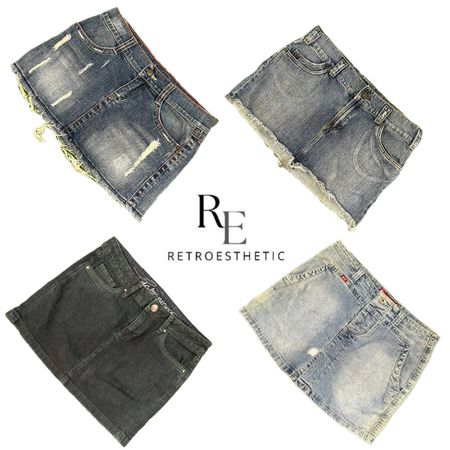 Y2K Paris Hilton Ear Girl Denim Mini Skirts RE-3427
