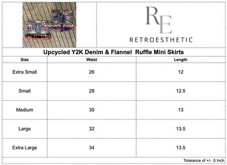 Upcycled Y2K Denim & Flannel Ruffle Mini Skirt
