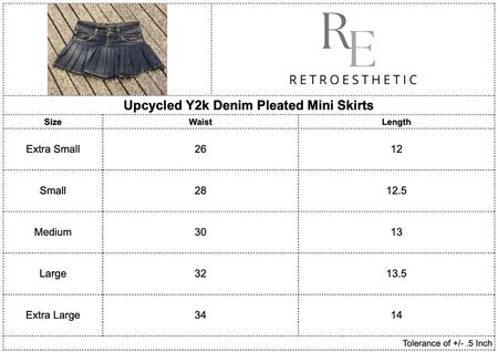 Upcycled Y2K Denim Pleated Mini Skirts