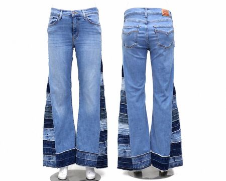 CR1868 UPCYCLED PANEL FLARE JEANS