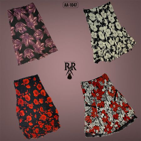 Y2K Floral Print Maxi Mix Poly Skirts (AA-1047)