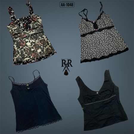 Y2K Black Gothic Girl Cami Tops (AA-1048)