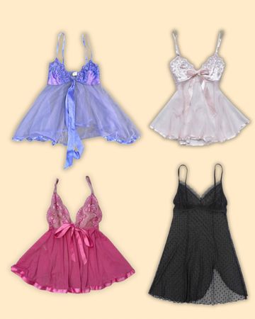 Y2K Mesh Babydoll Tops #012 - (22/06)