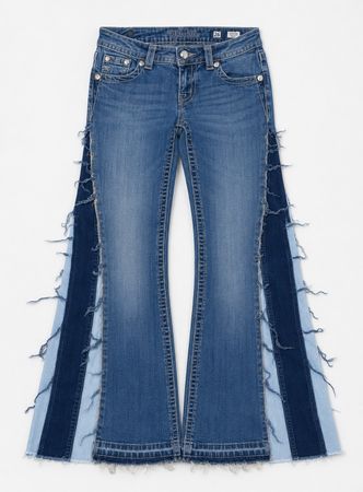CR1869 UPCYCLED PANEL FLARE JEANS