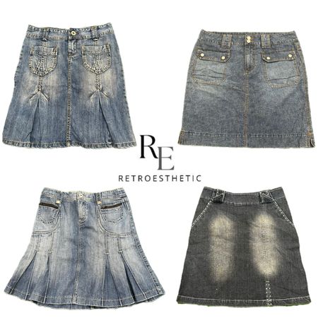 Y2K Paris Hilton Ear Girl Denim Midi Skirts RE-3429