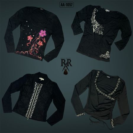 Y2K All Black Gothic Full Sleeve Tops (AA-1057)