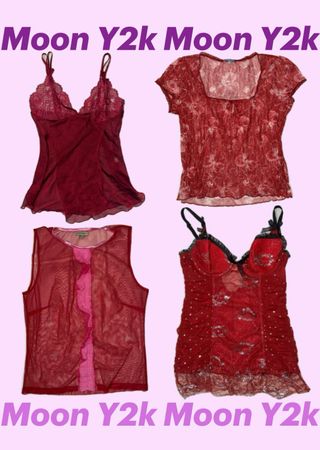Y2K Romantische rot date night Tops (M-05)
