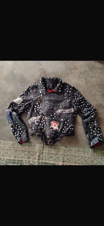 Mix leather jacket.