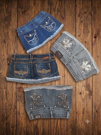 Thrift Find of the Day: Embellished Denim Mini Skirts
(VM-36)