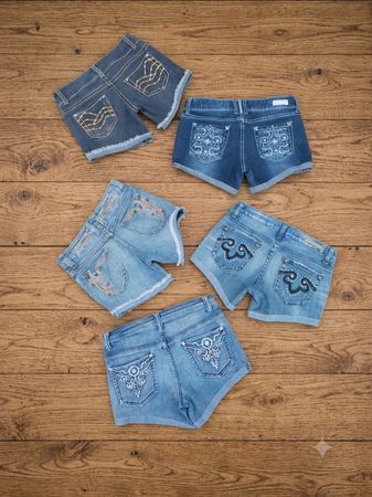 Vintage Y2K Embellished Denim Shorts Bundle(S-04)