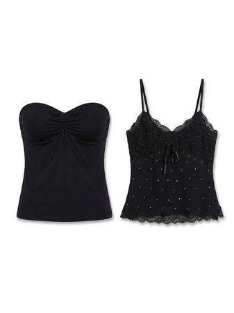 (FV-1847) Y2K Black Aesthetic Mesh Tops