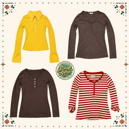 Y2K Euro Chick Slim Fit Henley Tops: 10pcs (HT2)