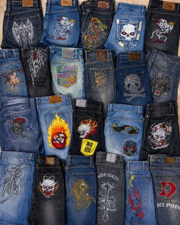 Y2K Japanese Tattoo Jeans