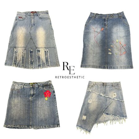 Y2K Paris Hilton Era Girl Denim Midi Skirts RE-3442