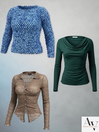 Women’s Trendy Long Sleeve Blouses Bundle in bulk