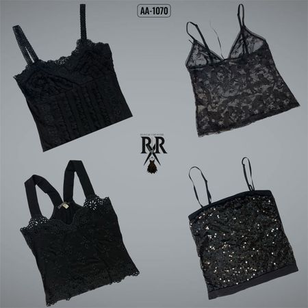 Y2K Black Gothic Cami Tops (AA-1070)