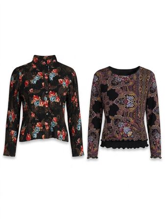 (FV-1856) Y2K Mixed Print Indie Boho Tops Wholesale Bundle