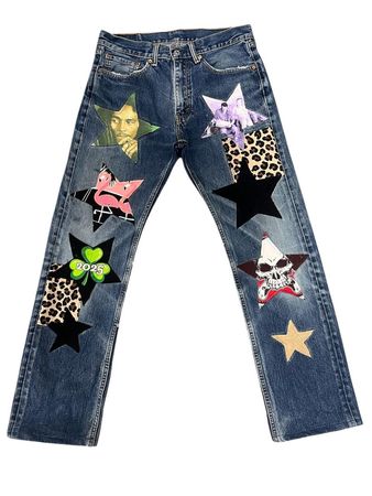Fs-109 Upcycled Levi’s denim patchwork jeans