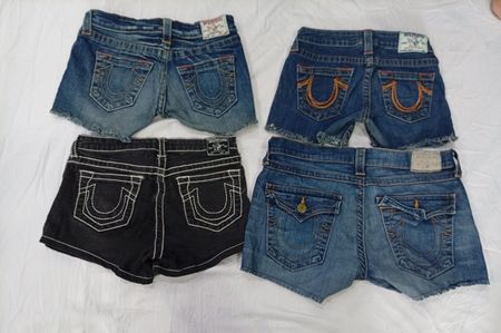 CR9589 Upcycled True Religion Mini Denim Shorts