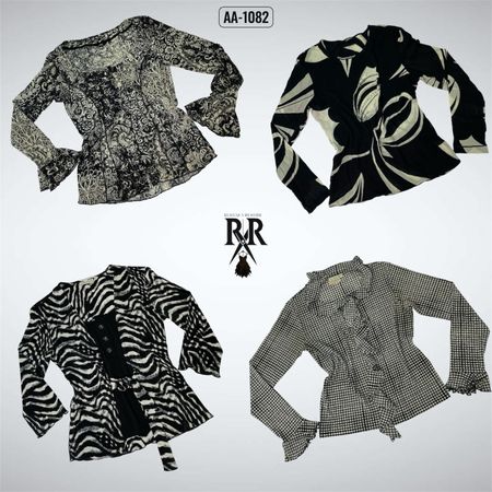 Y2K Iconic Black & White Mix Printed Full Sleeve Tops (AA-1082)