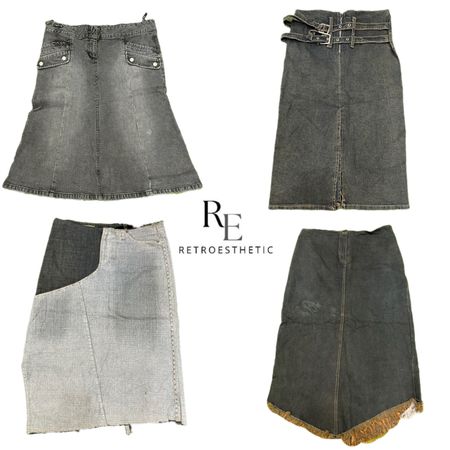 Y2K Paris Hilton Era Girl Denim Midi Skirts RE-3445