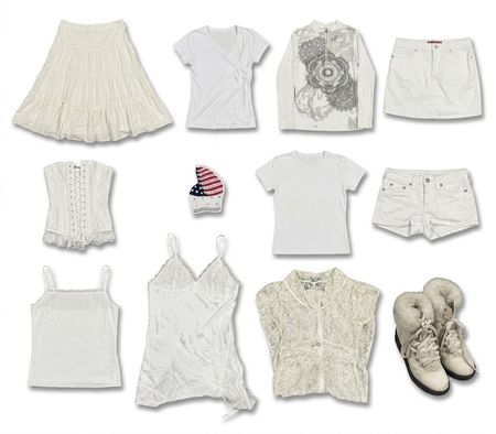 (FV-1881)    Y2K White Clothing Bundle | Coquette, Boho & Cottagecore Mix | White Skirts, Tops & Summer Fashion Wholesale