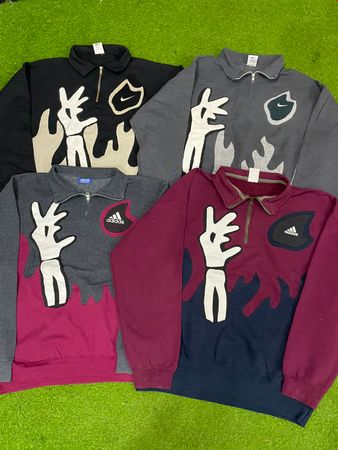 Upcycled Nike & Adidas sweatshirt patchwork #35-38