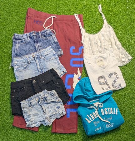 6510 - American Eagle, Aeropostale, Abercrombie, Hollister Mini-Jeansshorts, Tops, T-Shirts, Hoodies und Hosen