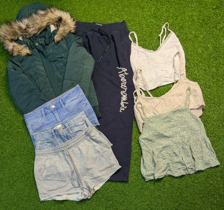 6525 - American Eagle, Hollister, Aeropostale and Abercrombie Short, Cami Top, Hoodies,Puffer Jacket, Trousers