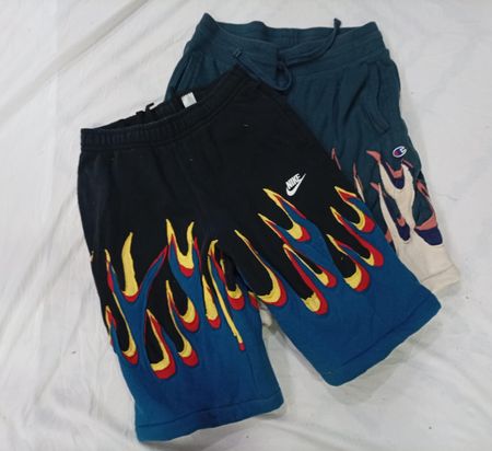 CR9661 Upcycled Mix Branded Flame Shorts