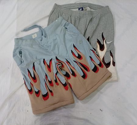 CR9662 Upcycled Mix Branded Flame Shorts