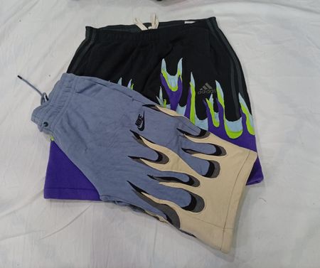 CR9665 Upcycled Mix Branded Flame Shorts