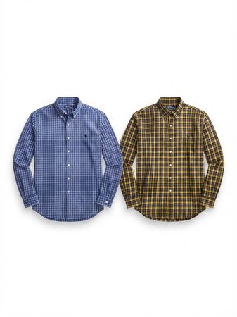 (FV-1926) Polo checked Button Up Shirts
