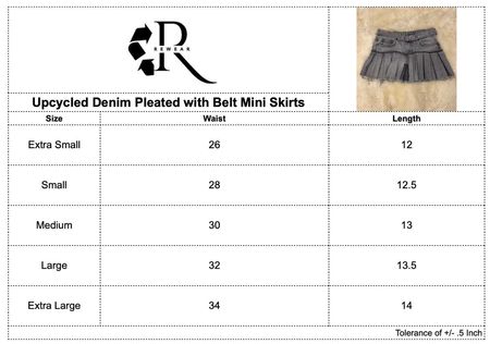 Upcycled Denim Pleated With Belt Mini Skirts