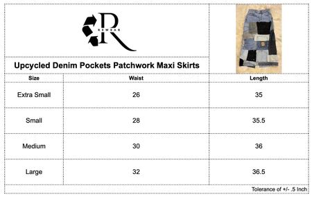 Upcycled  Denim Pockets Patchwork Maxi Skirts