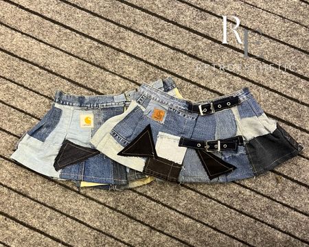 Gonna Mini Patchwork in Denim Carhartt Riciclato
