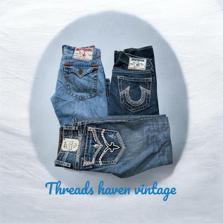 TH# 212 True Religion & Rock Revival Y2K Bootcut Flared Jeans | Designer Vintage Denim | Low Rise