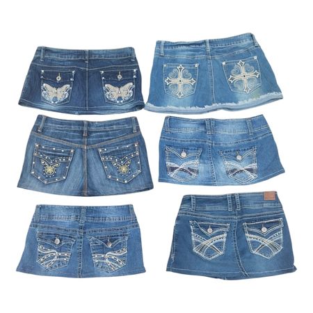 Y2K Strass Low-Rise Denim Minirock – McBling Ästhetik(VM-46)