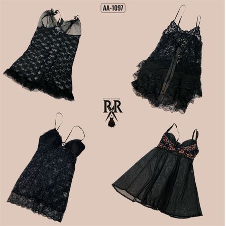 Y2K Black Gothic Lengerie Tops (AA-1097)