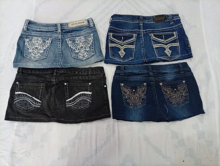 CR9713 Upcycled Y2K Mini Denim Skirts