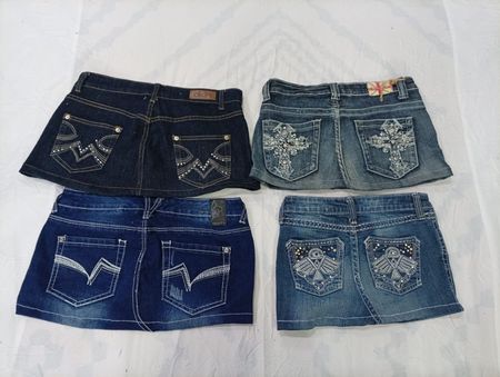 CR9714 Upcycled Y2K Mini Denim Skirts
