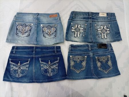 CR9715 Upcycled Y2K Mini Denim Skirts