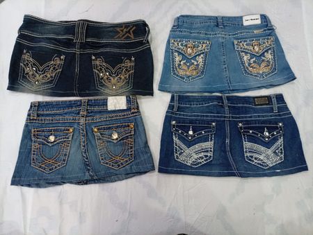CR9716 Upcycled Y2K Mini Denim Skirts