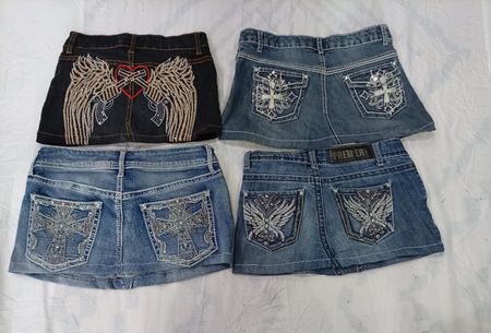 CR9720 Upcycled Y2K Mini Denim Skirts