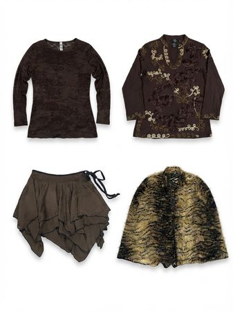 (FV-1933) Y2K Earth Tones Animal Print Bundle | Vintage 2000s Boho Indie Sleaze Collection