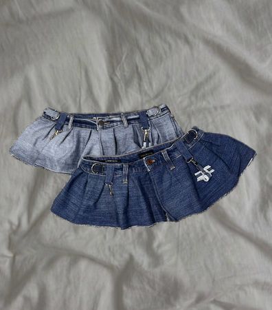 Upcycled Denim Pleated Skirt