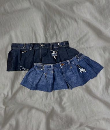 Upcycled Denim Pleated Skirt