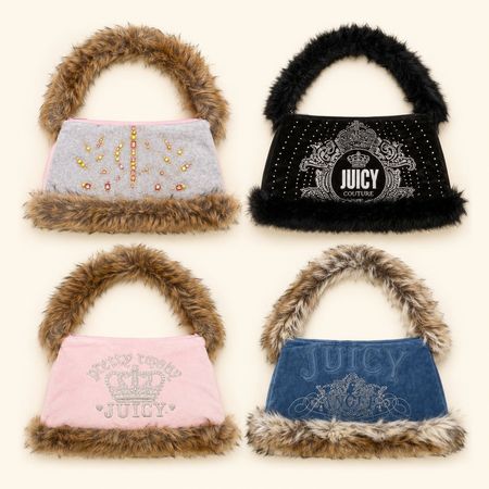 Y2k Juicy Up-Cycled Fur Trim Bags